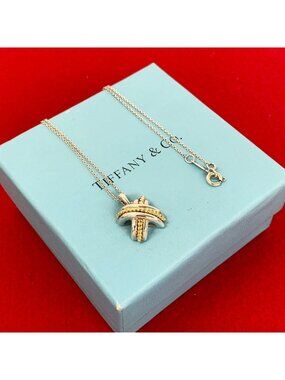 Tiffany & Co Vintage Signature Necklace Silver 18K Gold